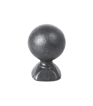 Pommeau sphérique hauteur 75mm ø50mm embase carrée 40x40mm, pommeau pour poteau ou escalier en acier forgé