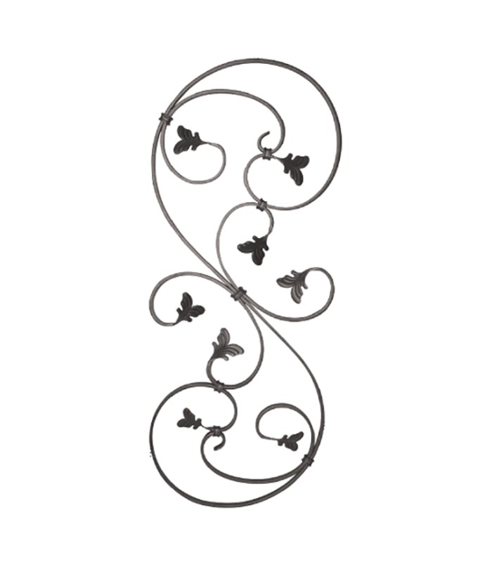 Panneau  870x340mm plat de 12x6mm extrémités en forme de feuilles