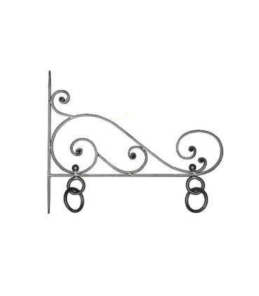 Potence publicitaire L600mm x H485mm en plat de 20x8mm acier forgé en enroulement