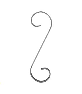 Volute en S 343x110mm en plat de 16x5mm acier roulé avec extrémités lisses