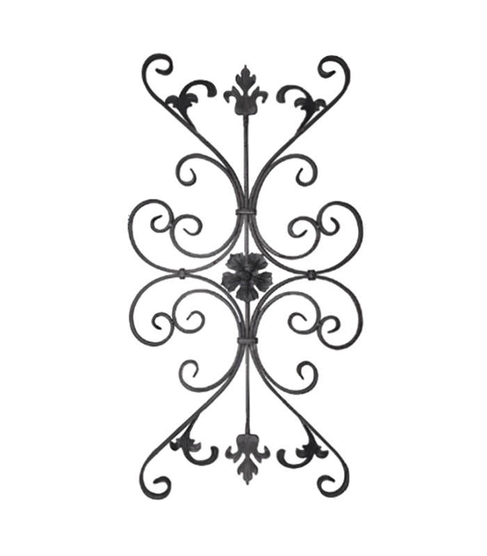Panneau décoratif art déco 1100x540mm plat de 20x8mm volutes martelées queue de carpe