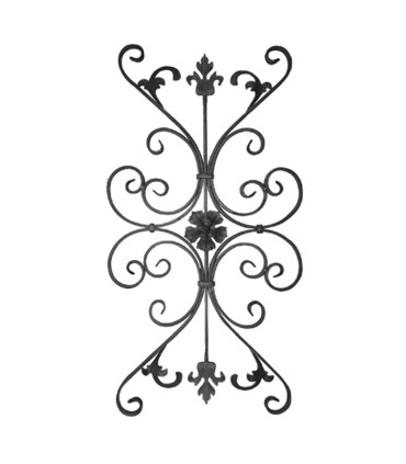 Panneau décoratif art déco 1100x540mm plat de 20x8mm volutes martelées queue de carpe