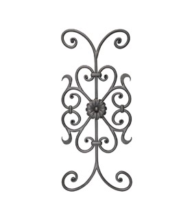 Panneau décoratif ART DECO 700x300mm rond ø12mm volutes martelées extrémités façon noyaux