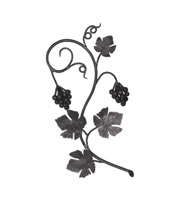 Panneau décoratif vigne et raisin 600x290mm rond ø12mm version gauche