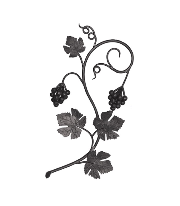 Panneau décoratif vigne et raisin 600x290mm rond ø12mm version droite