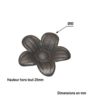 Rosace aluminium Ø80mm épaisseur 25mm décoration fleur ouverte