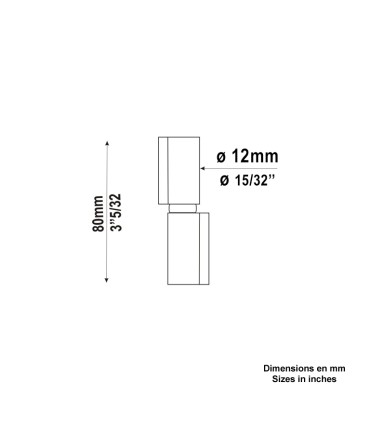 Gond forgé Ø12mm avec axe ø7mm à souder épaulements verticaux