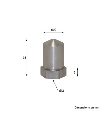 Axe ø20mm aluminium pour crapaudines ø12mm en remplacement.