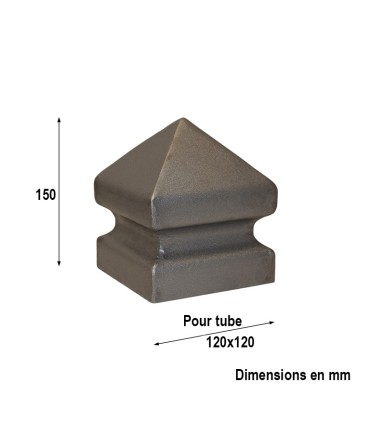 Couvre pilastre acier 120x120mm à tête pointe diamant à souder