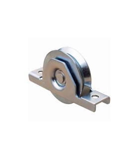 Roulette à encastrer ø50mm avec gorge en V en acier pour tube 60x40x2mm