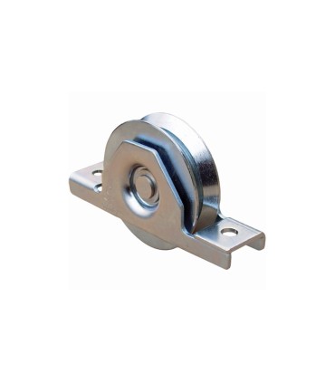 Roulette à encastrer ø50mm avec gorge en V en acier pour tube 60x40x2mm