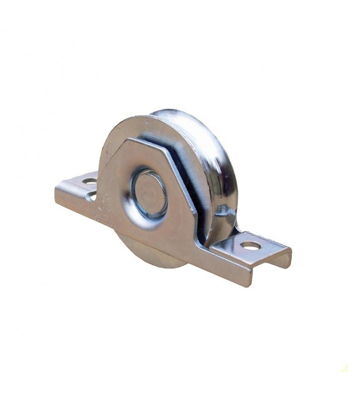Roulette à encastrer Ø100mm avec gorge en U ø16mm double roulement pour coulissant