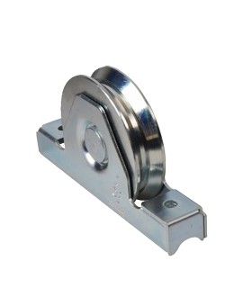 Roulette à encastrer ø90mm avec gorge en V en acier zingué