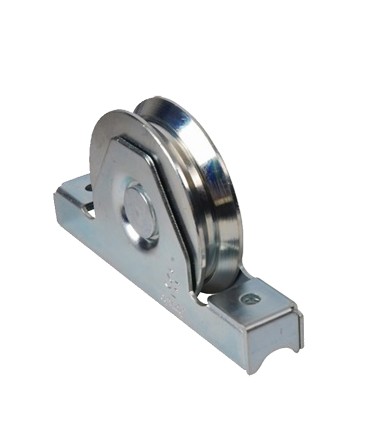 Roulette à encastrer ø90mm avec gorge en V en acier zingué