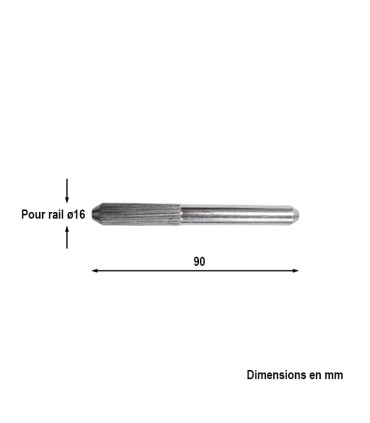 Jontion entre deux rails à sceller ø16mm longueur 90mm en acier cannelé