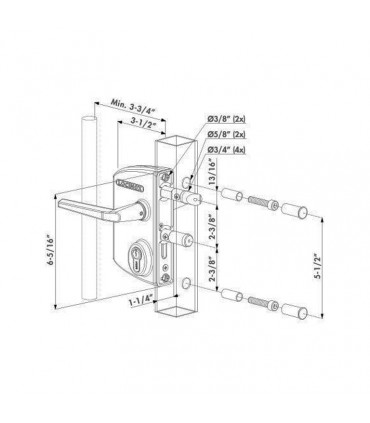 Serrure à pêne INOX pour portails ouvrants et piscines
