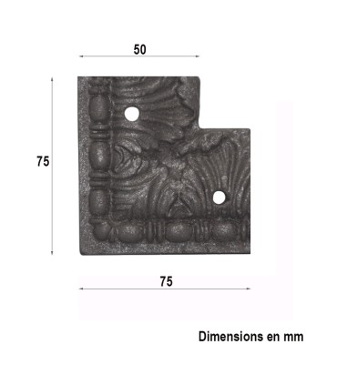 Moulure d'angle pour profilé 50x15mm en fonte pour habillage de soubassement de portail