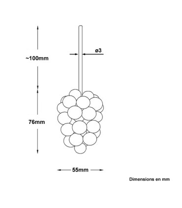 Grappe de raisin massive 76x55mm en acier pour la décoration