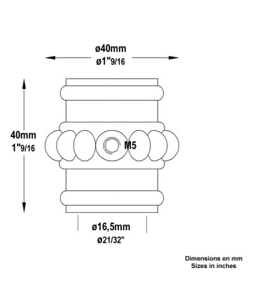 Manchons garnitures 40mm alésage ø16,5mm moyenne en fonte aciérée pour balustres