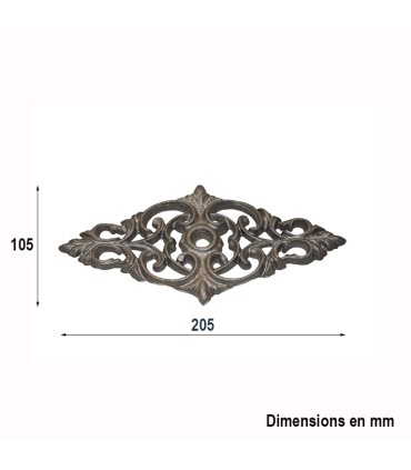 Palmette en ALU 205x105mm épaisseur 20mm pour portails ou portillons