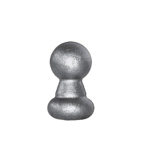 Pommeau acier forgé 50mm embase ø30mm, ornement acier forgé pour poteaux ou barreaux
