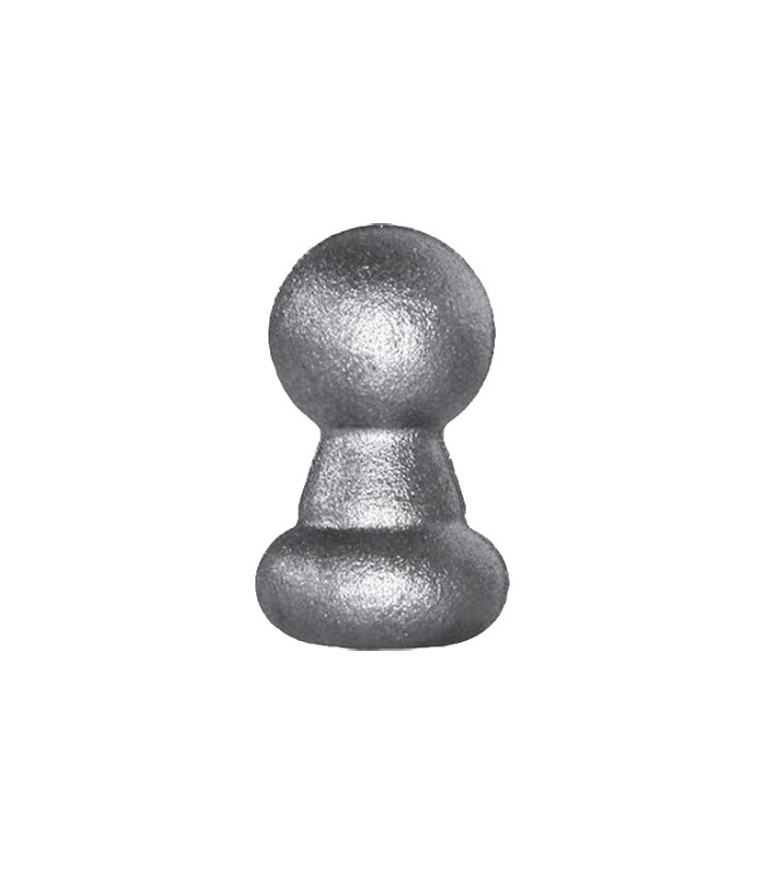Pommeau acier forgé 50mm embase ø30mm, ornement acier forgé pour poteaux ou barreaux