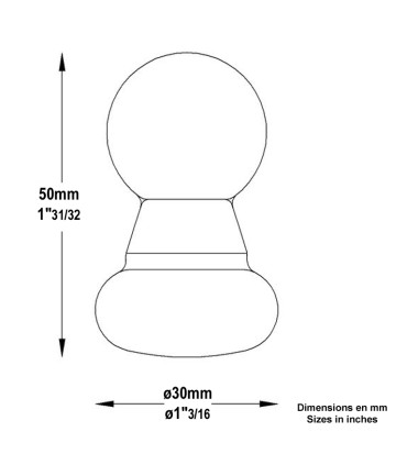 Pommeau acier forgé 50mm embase ø30mm, ornement acier forgé pour poteaux ou barreaux