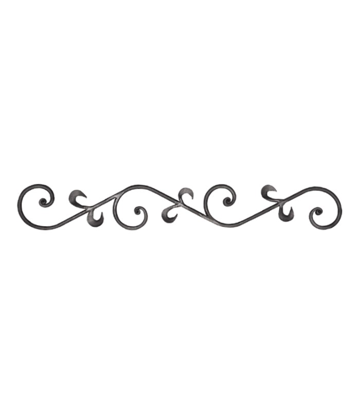 Panneau balustre 900x130mm rond de 12mm volutes à enroulements en acier grenaillé