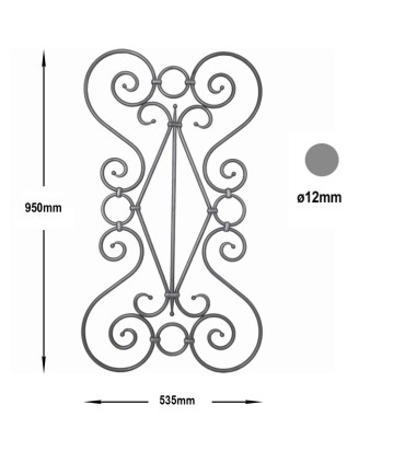 Panneau décoratif 950x535mm diamètre 12mm assemblage acier grenaillé