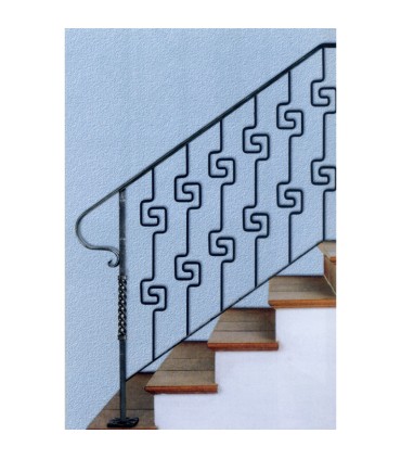 Balustres design 990mm carré de 12x12mm style art déco 2 motifs en fer forgé