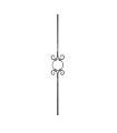 Balustre forgé 1000mm carré de 14x14mm avec motif central finitions queues de carpe