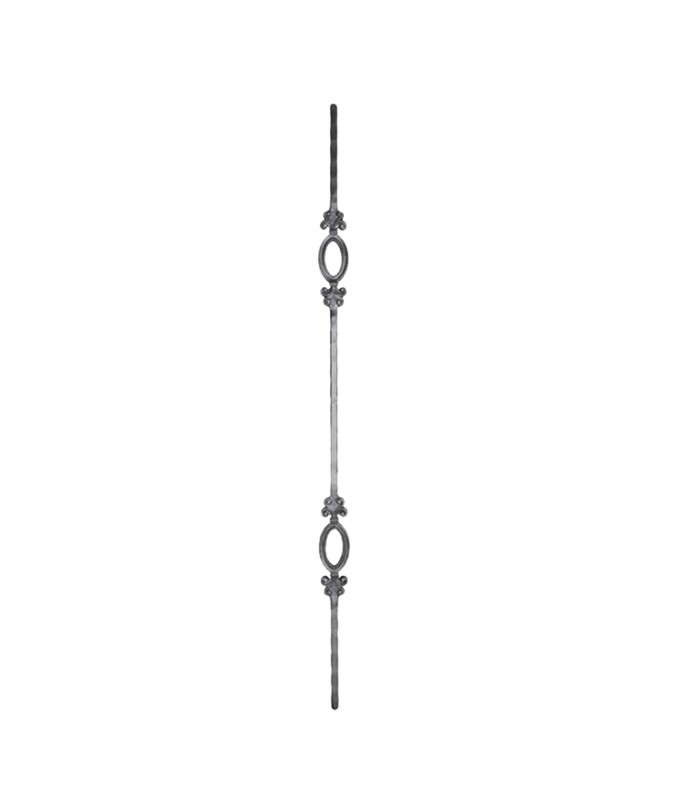 Balustres martelés 950mm carré de 14x14mm double motif art déco pour balustrades et escaliers
