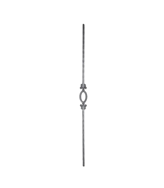 Balustres martelés 950mm carré de 14x14mm martelé 1 motif central art déco