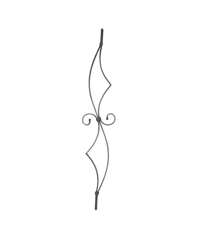 Balustre Art Déco 900mm carré de 12x12mm et platde 12x6mm forgé à chaud