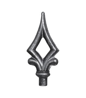 Pointe de lance 125mm diamètre 15mm acier forgé ajouré à souder