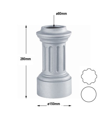 Bases de poteaux 280mm pour fût ø80mm aluminium base circulaire