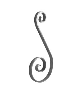 Volute S 290x120mm plat 14x5mm aluminium asymétrique extrémités simples