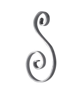 Volute S 255x120mm plat 14x5mm aluminium asymétrique extrémités simples