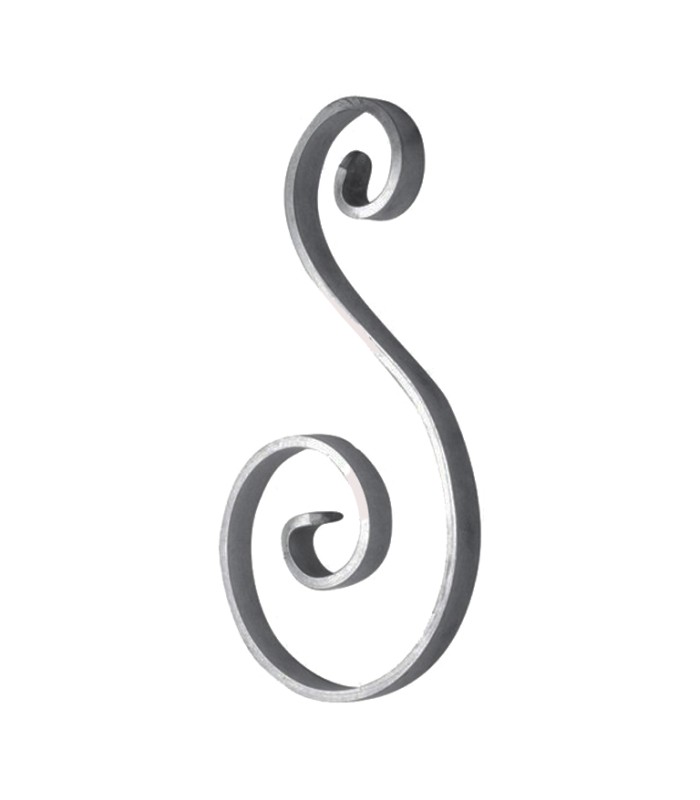 Volute S 255x120mm plat 14x5mm aluminium asymétrique extrémités simples