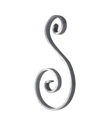 Volute S 255x120mm plat 14x5mm aluminium asymétrique extrémités simples