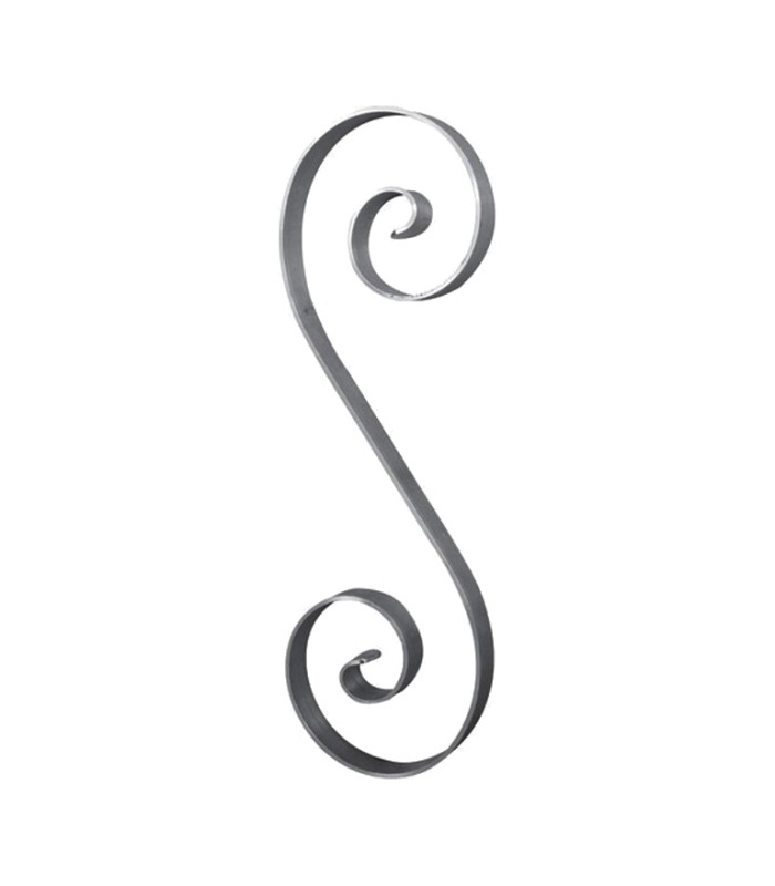 Volute S 361x119mm plat 20x3 aluminium extrémités simples