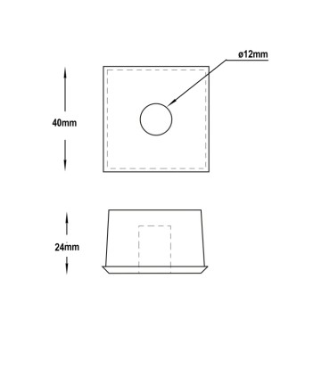 Jonction de crapaudine 40x40mm trou ø12mm aluminium pour tube