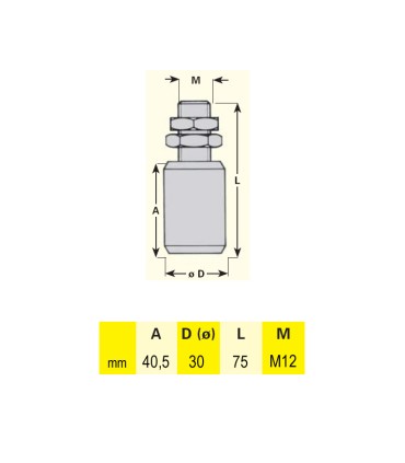 Galet de guidage Ø30x75mm axe M12 pour guidage de portails coulissants
