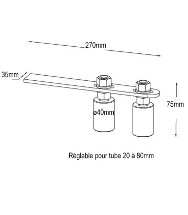 Rail de guidage 2 galets ø40mm réglables pour portails coulissants
