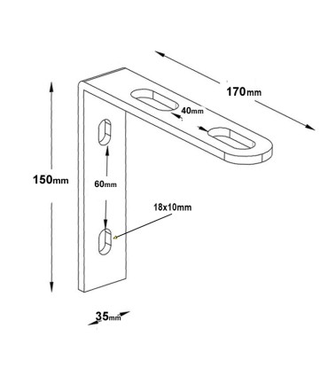Bras support coudé 170x150mm pour galets de guidage acier galvanisé