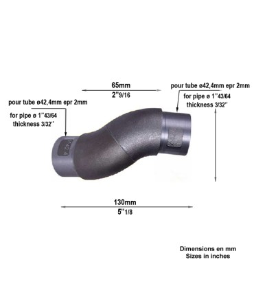 Coude réglable orientable de main courante en acier pour tube ø42,4mm epr 2mm