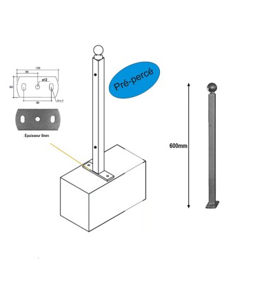 Poteau de cloture à fixer 600mm
