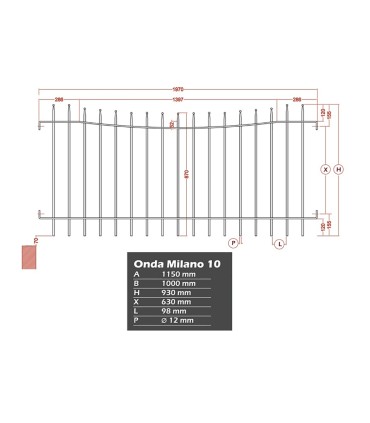 Grille de cloture Onda Milano 10 prête à poser