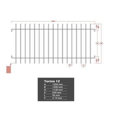 Grille de cloture TORINO 12 prête à poser