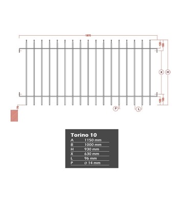 Grille de cloture TORINO 10 prête à poser